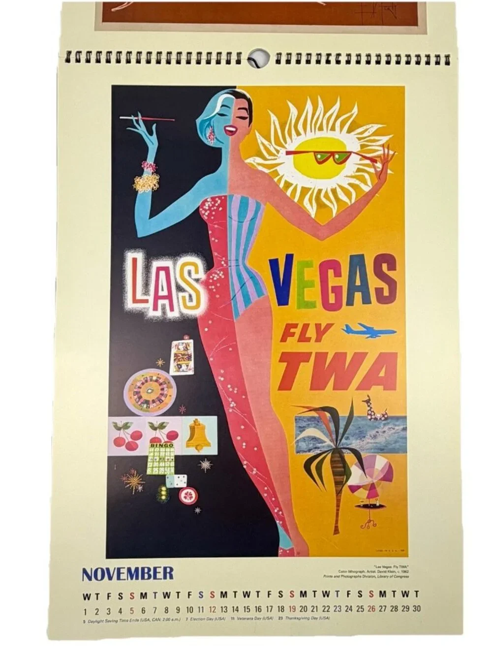 Historic Vintage Travel Poster Calendar Pan Am Queen Mary TWA NY Europe Vegas